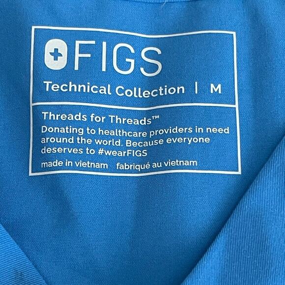 Figs Technical Collection Bright Blue V Neck Top Unisex Leon - Picture 6 of 8